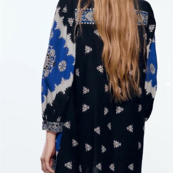 ZARA Embroidered Tunic/ Mini Dress, Ethnic Print, Summer, Party Vacation, Boho L - Picture 7 of 9